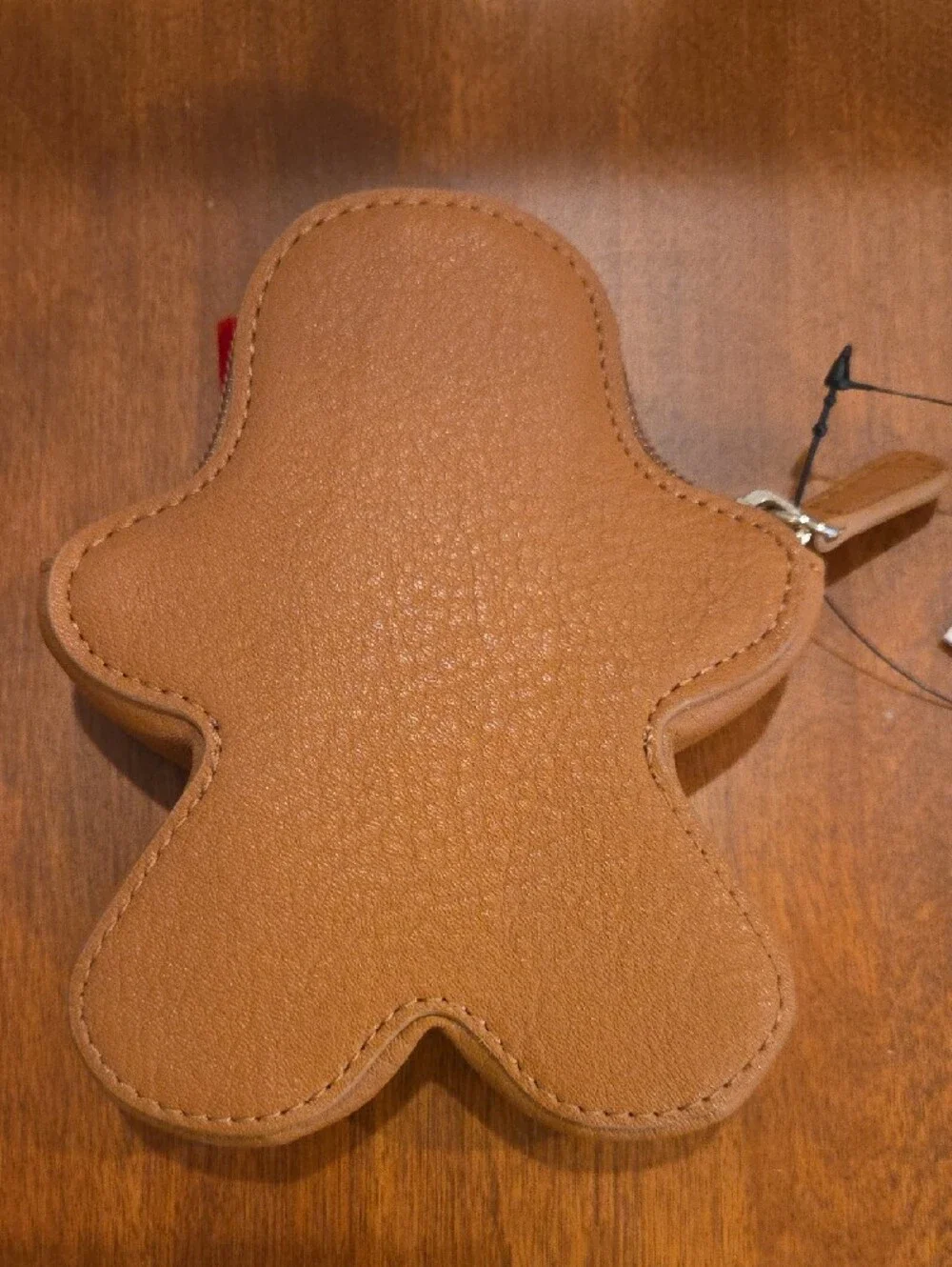 LC Lauren Conrad Brown Gingerbread Girl Coin Purse with Red Bow
